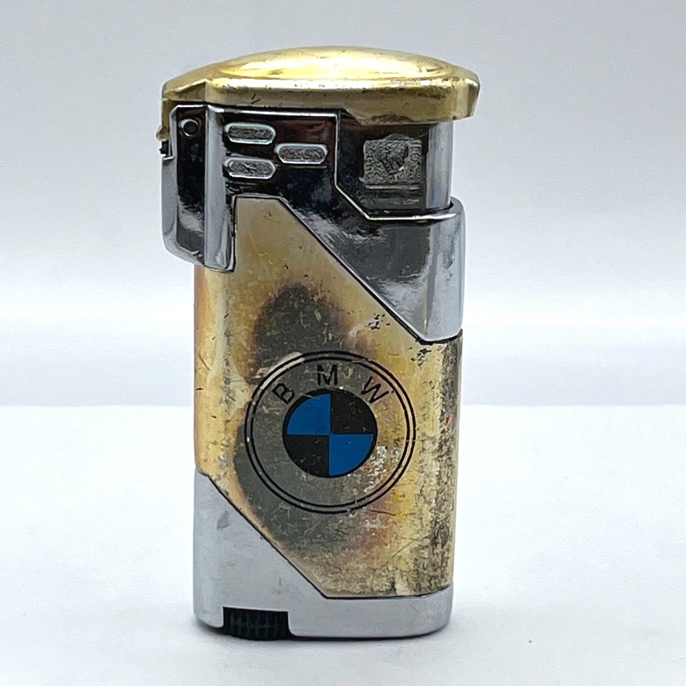 Vintage BMW Logo Lighter Refillable Butane Gas Torch Chrome Automotive Accessory